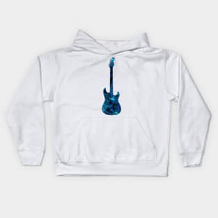 Blue Flame Guitar Silhouette on Black Kids Hoodie